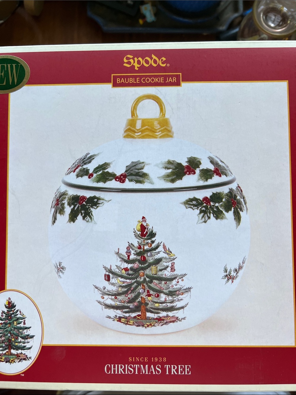 NWT Vintage Spode Christmas Tree cookie jar bauble